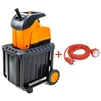 Подрібнювач садовий DS2800/45 KIT, 220В, 2800Вт, гілки до 45мм, ножі, контейнер 60л + подовжувач 10м помаранч. - 1