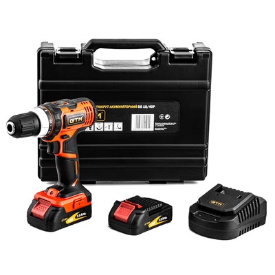 Дриль-шурупокрут акум. DS18/40P, 18В, 40Нм, 2шв +акум.2Аг-2шт, зарядний пристрій