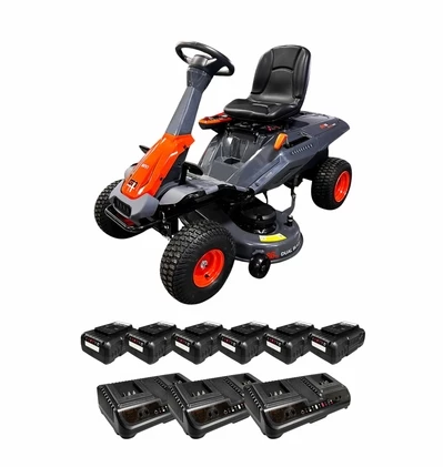 Райдер акум. BRM96 KIT, 80В, ширина захвату 96см, мульчування/боковий викид +акум.4А*год-6шт. і зарядний пристрій-3шт.