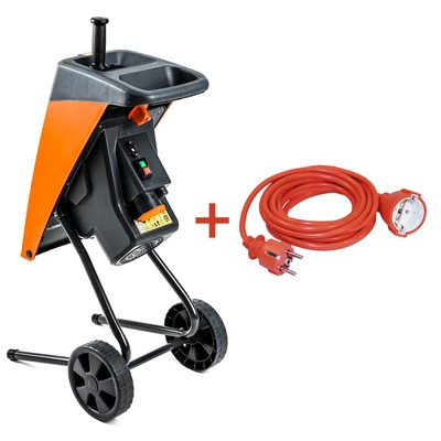 Подрібнювач садовий DS2500/40 KIT, 220В, 2500Вт, гілки до 40мм, ножі + подовжувач 10м помаранч.