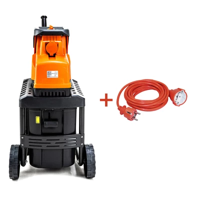 Подрібнювач садовий DS2800/45 KIT, 220В, 2800Вт, гілки до 45мм, ножі, контейнер 60л + подовжувач 10м помаранч.
