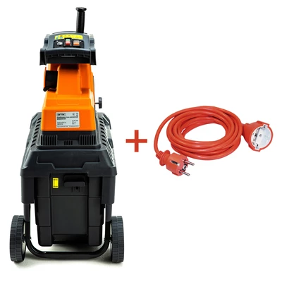 Подрібнювач садовий MS2800/45 KIT, 220В, 2800Вт, гілки до 45мм, фреза, контейнер 60л + подовжувач 10м помаранч.