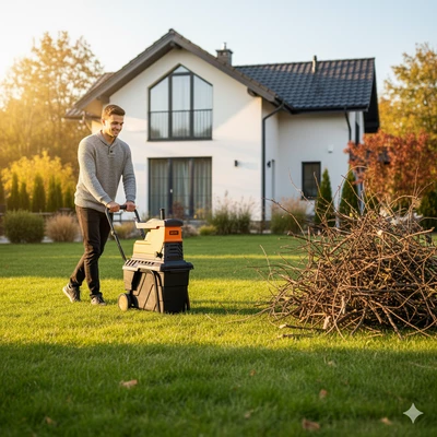 Подрібнювач садовий MS2800/45 KIT, 220В, 2800Вт, гілки до 45мм, фреза, контейнер 60л + подовжувач 10м помаранч.