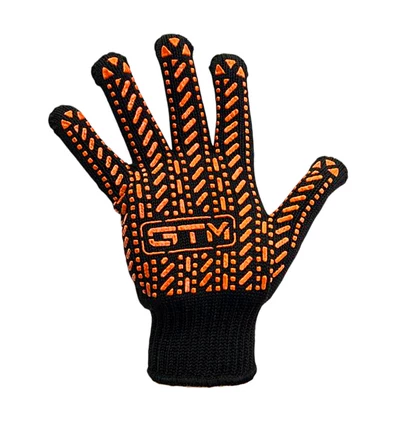 Рукавички трикотажні чорні ТМ GTM LUX, помаранчева ПВХ р.10