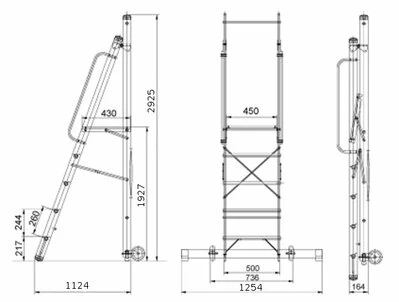 Стремянка-помост 8сх. верх.сх.-1,9м TOR 708