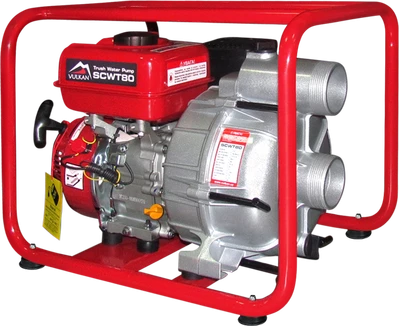 Мотопомпа рукав 75мм, 58м3/год, підйом 26м, брудна вода, SCWT80