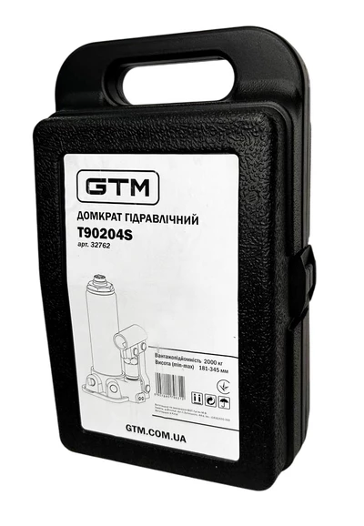 GTM Домкрат гидравл. бутил. 2т (181-З45 мм) кейс