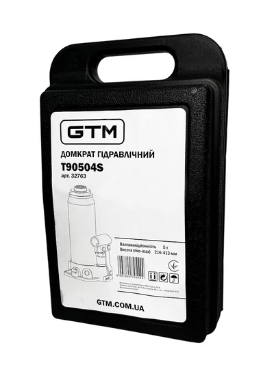 GTM Домкрат гидравл. бутил. 5т (216-41З мм) кейс