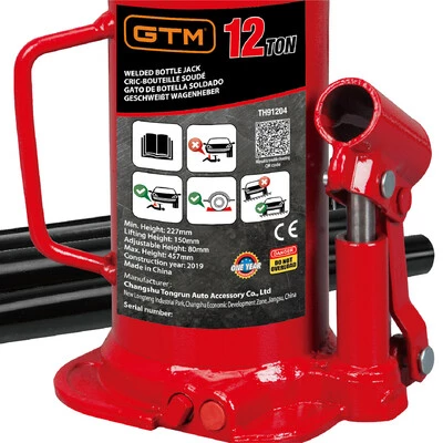 Гідравлічний пляшковий домкрат GTM TH91204 12 т, 240&ndash;460 мм