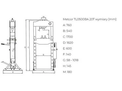 Пневматично-гідравлічний прес METCOR TL0500BA 20 т