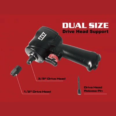 Пневмогайкокрут 1/2"- 3/8" 9000 об/хв 813/678 Нм зі змінним квадратом